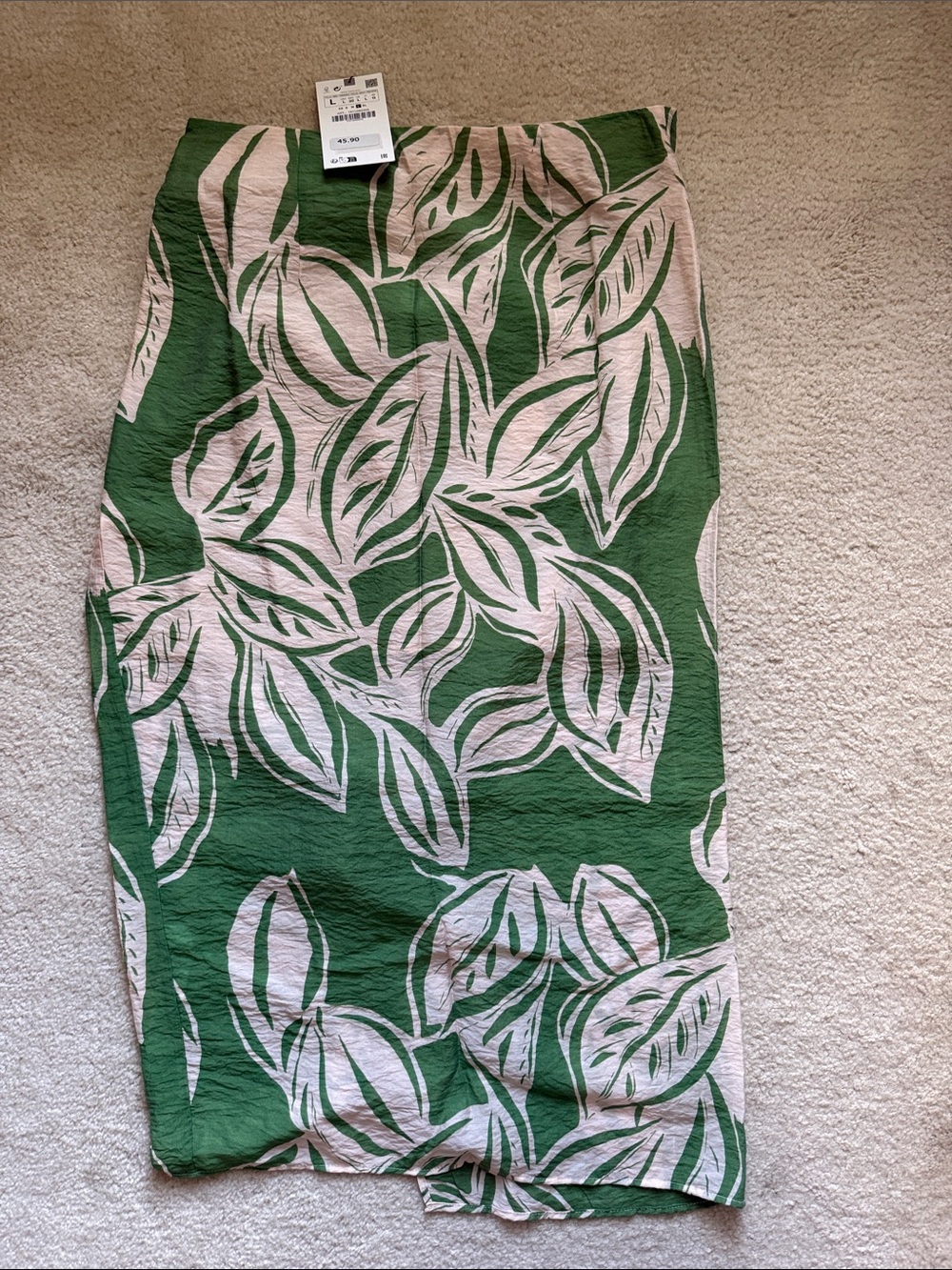 Zara Green Leaf-Print Wrap Skirt - Picture 3 of 3